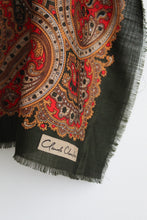olive paisley wool scarf