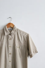 embroidered sand button up (s)