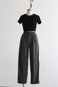 market cotton plaid trousers