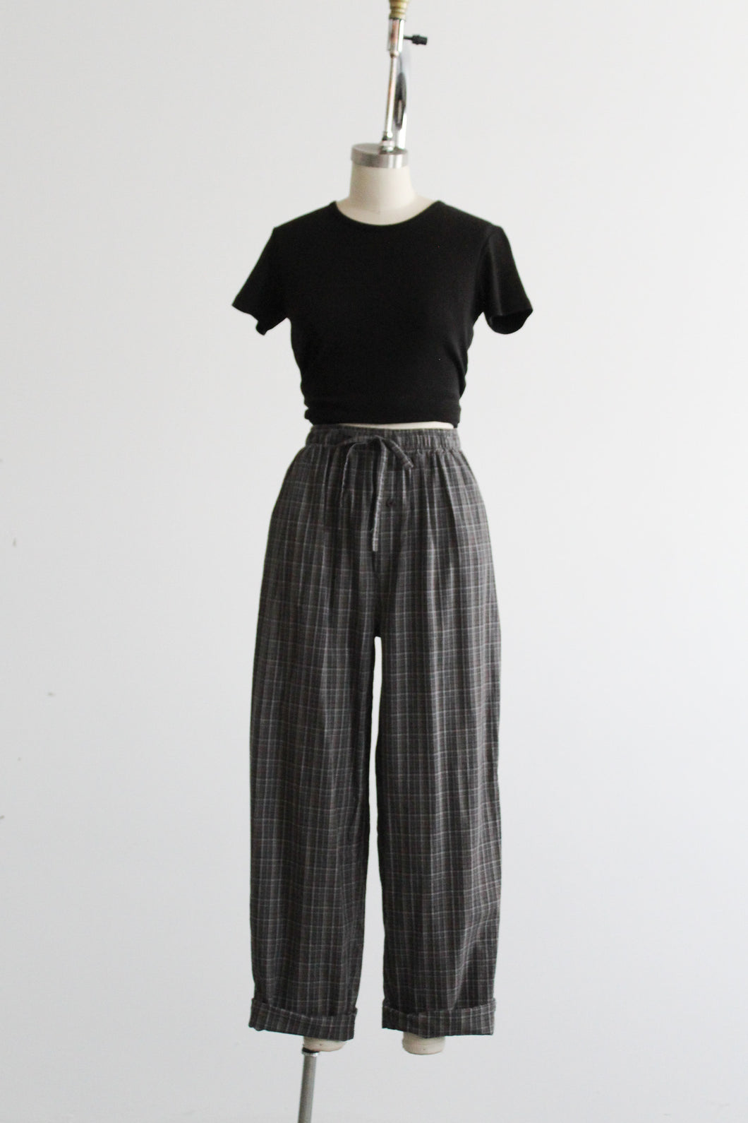 market cotton plaid trousers