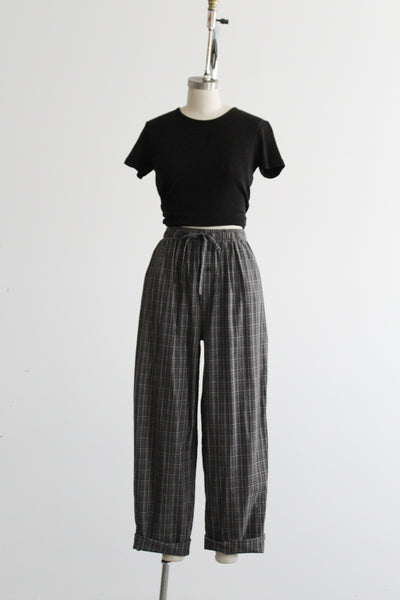 market cotton plaid trousers