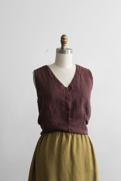 merlot linen flax tank (s/m)