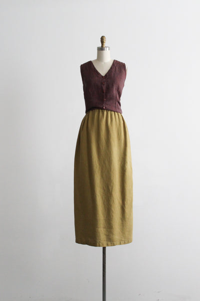 avocado linen maxi skirt (s/m)