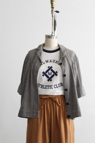 gingham linen jacket (m)