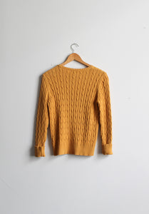 sunflower yellow cable knit summer cotton sweater