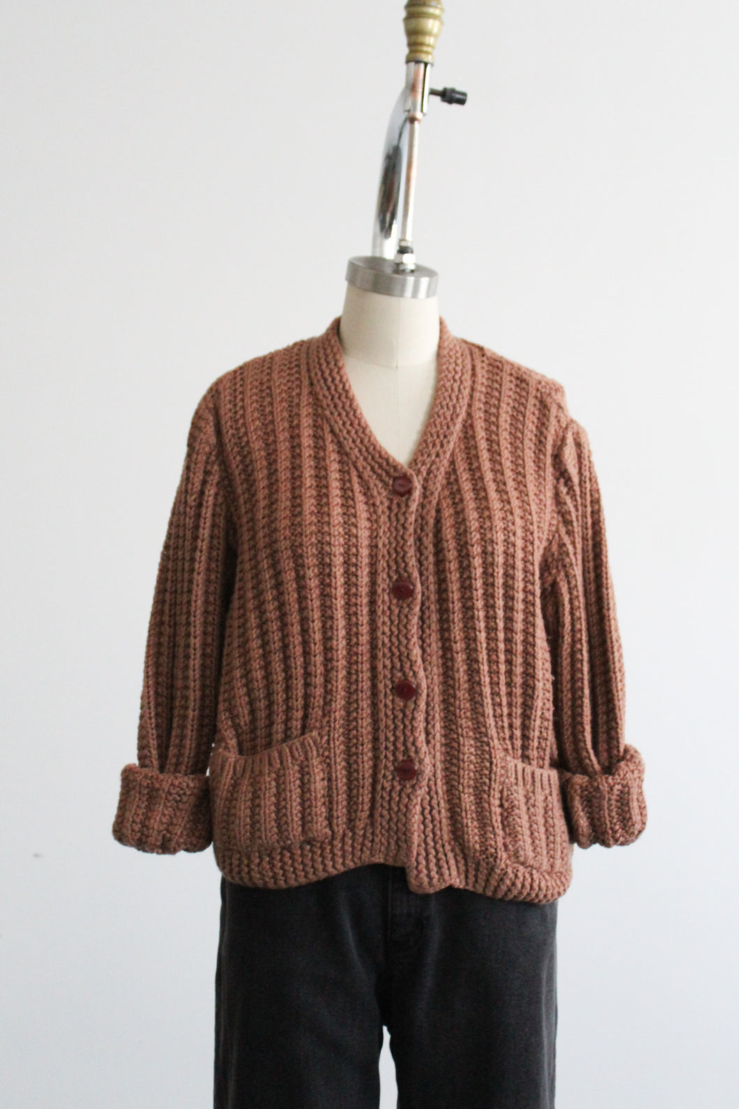 clay boxy cardigan