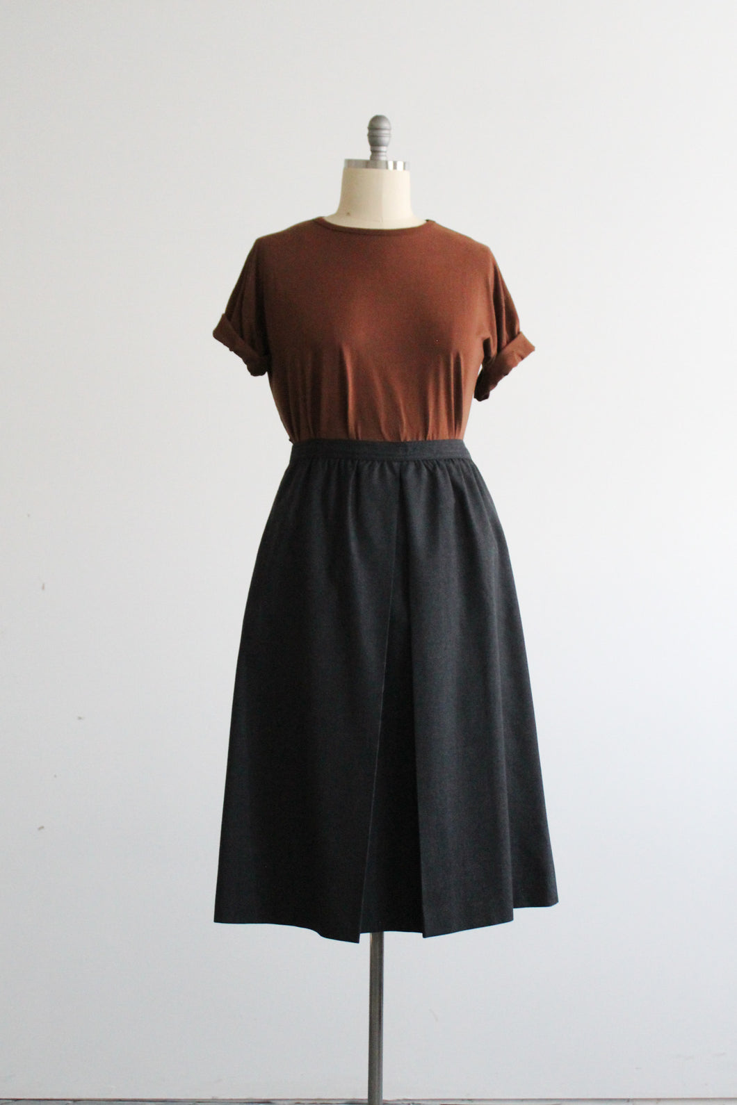 graphite wool midi skirt