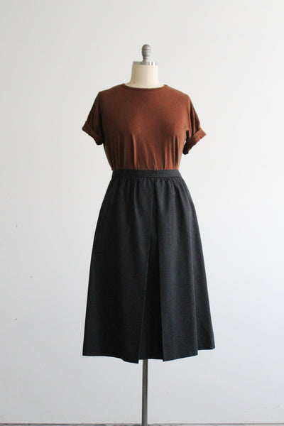 graphite wool midi skirt