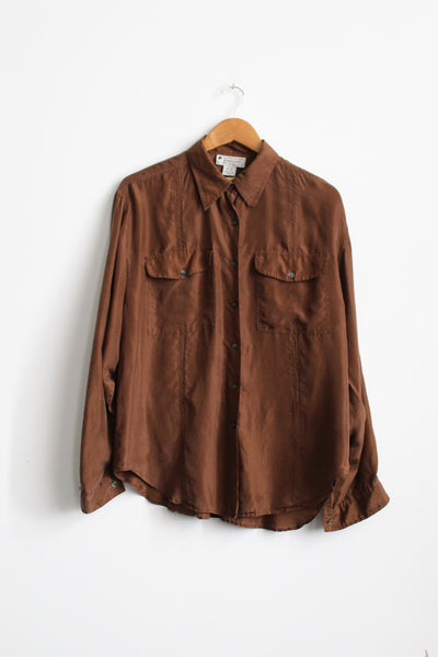 walnutshell silk button up