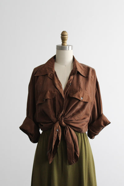 walnutshell silk button up