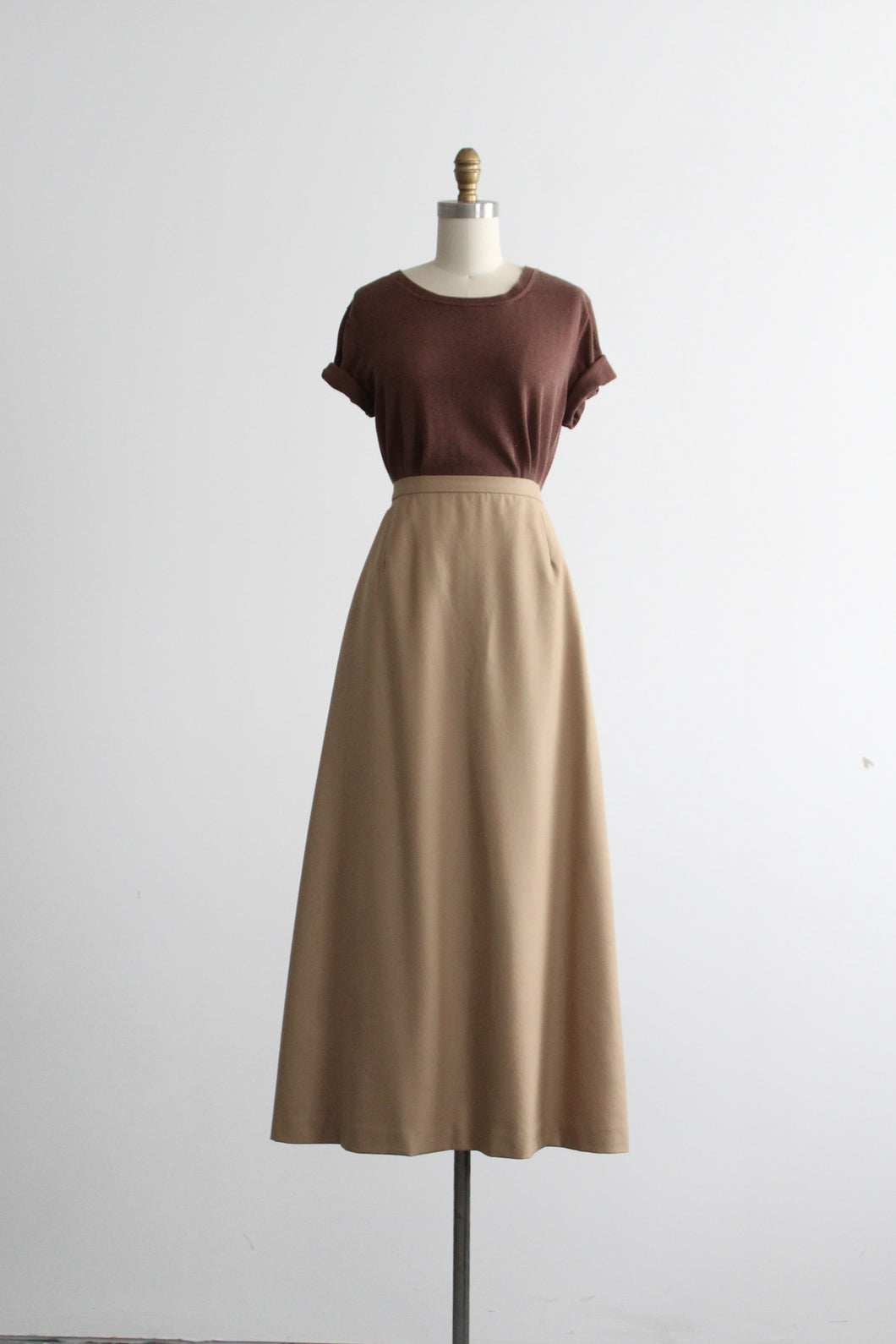 camel wool maxi skirt