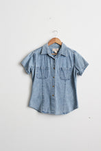 sunfaded short sleeve denim work shirt