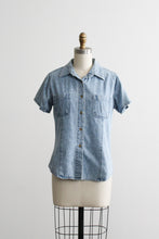 sunfaded short sleeve denim work shirt