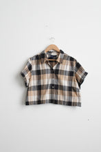 cropped plaid boxy button up