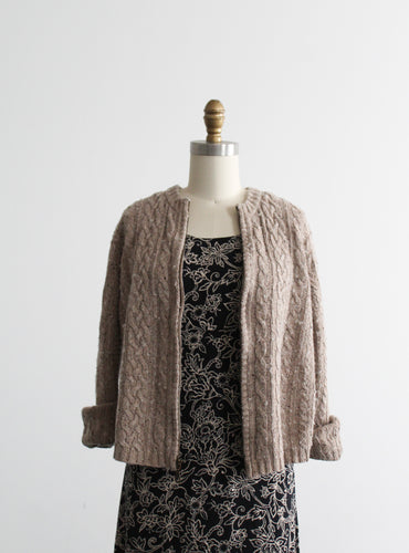 oat cable knit cardigan