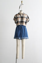 cropped plaid boxy button up