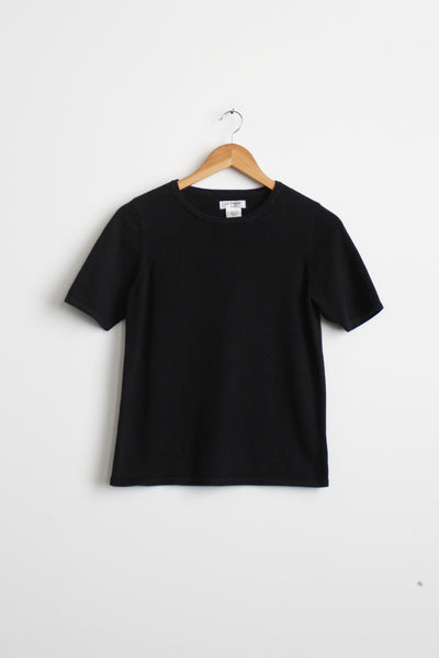 black cotton knit tee