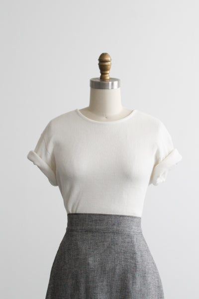fresh white waffle cotton tee