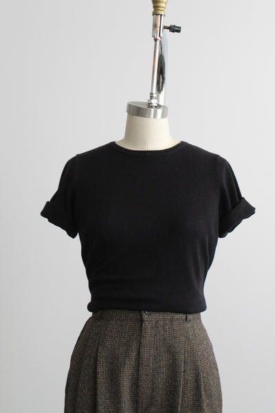 black cotton knit tee