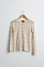 bone white crochet button up