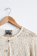 bone white crochet button up