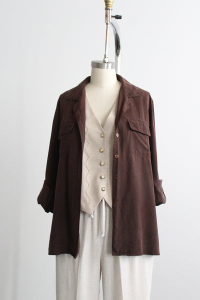 walnutshell silk button up