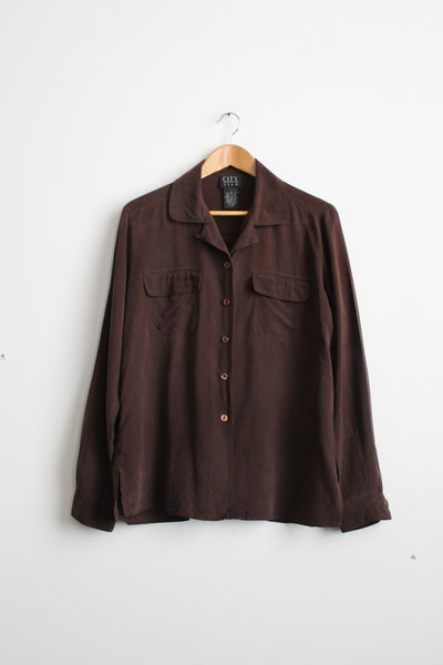 walnutshell silk button up