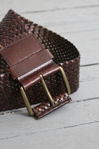 wide woven leather belt