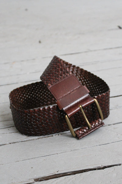 wide woven leather belt