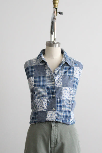 quilt square patchwork button up