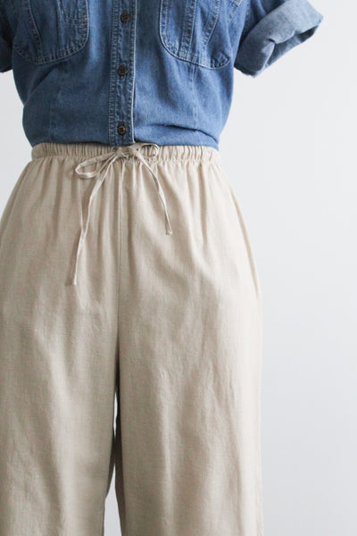 oat linen trousers