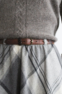 skinny walnut leather belt