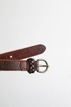 skinny walnut leather belt