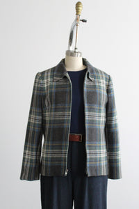 ex libris plaid wool jacket