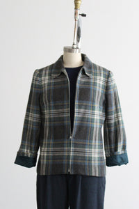 ex libris plaid wool jacket