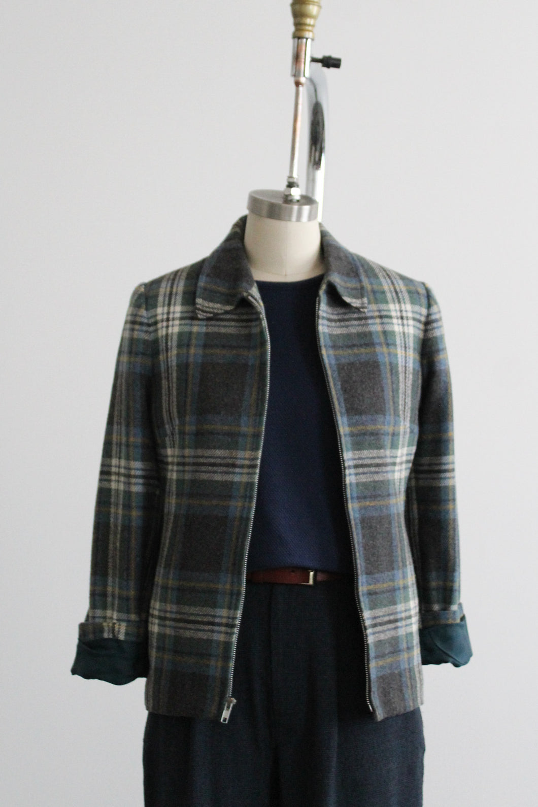 ex libris plaid wool jacket