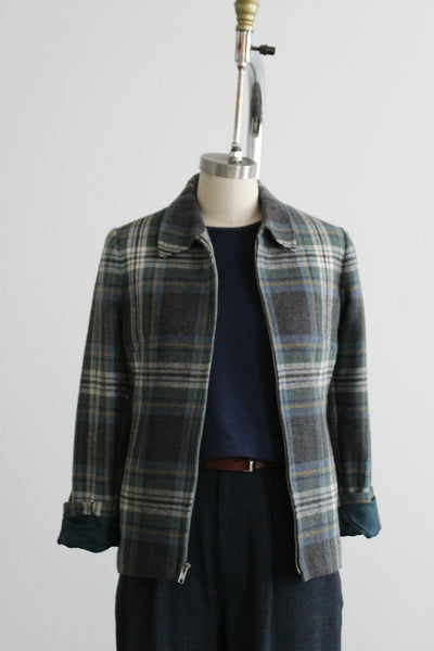 ex libris plaid wool jacket