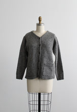 heathered gray cardigan