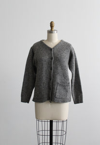 heathered gray cardigan