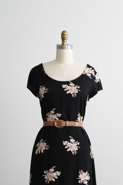 dark botanical shift dress