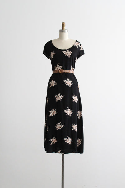 dark botanical shift dress