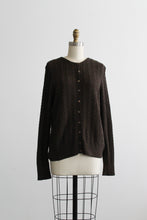 espresso cable knit button up