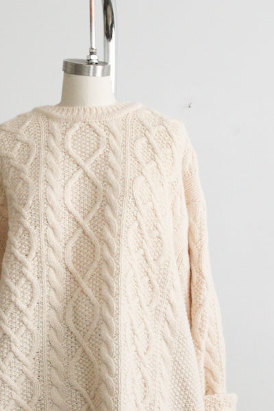 eggshell wool fisherman sweater (xl)