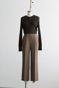espresso cable knit button up