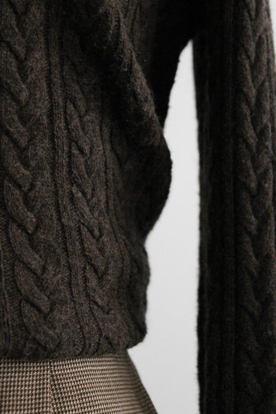espresso cable knit button up