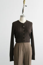 espresso cable knit button up