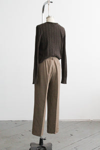 espresso cable knit button up