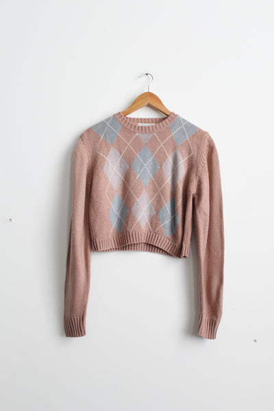 cropped argyle sweater