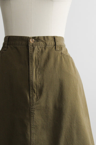 olive cotton twill skirt
