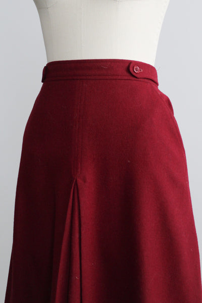 cranberry wool skirt